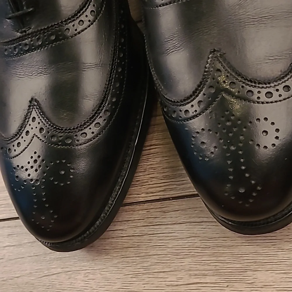 ALLEN‎ EDMONDS Chester Oxford Black Leather Sz 12 C Mens Wingtip Dress Shoes